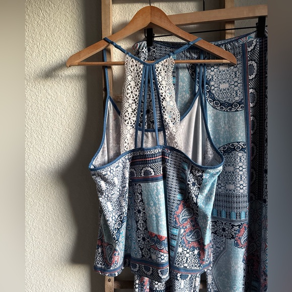 In Bloom by Jonquil Paisley Print Lace Cami & Wide Leg Pajama Set Sz: Med - Picture 5 of 14